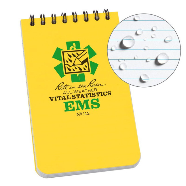 Rite in the Rain EMS All-Weather Notebook 3" x 5" Vital Statistics Form Waterproof Yellow [FC-632281112112]