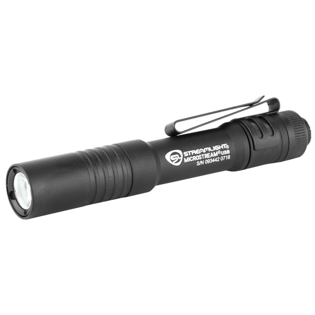 Streamlight MicroStream USB Flashlight LED 250 Lumens Rechargeable Battery Aluminum Black Clam Pack [FC-080926666016]