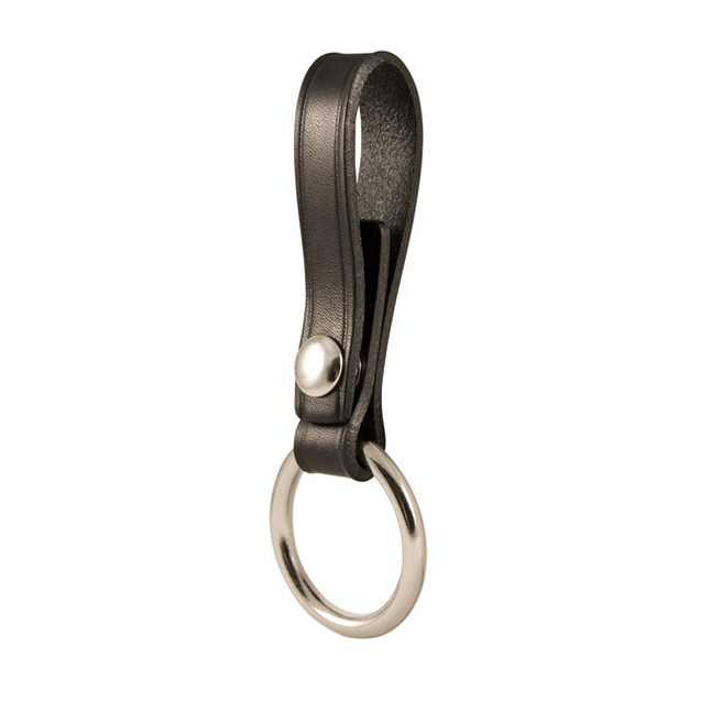 Boston Leather Baton Ring C-Cell Flashlight Holder Nickel Snap Leather Plain Black 5450-1-N [FC-192375078842]