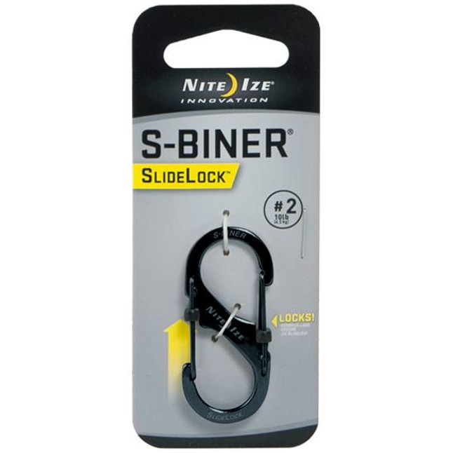 Nite Ize SlideLock Steel S-Biner #2 Black 10 Pound Rating LSB2-01-R3 [FC-094664026698]