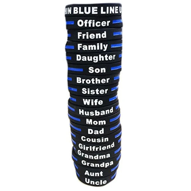 Thin Blue Line Personalized Silicone Bracelet [FC-691965267111]