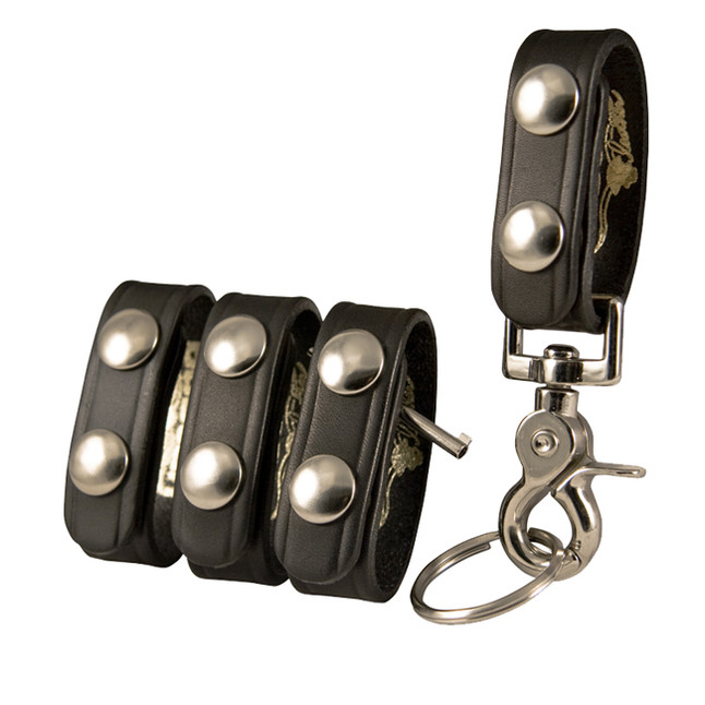 Boston Leather 7500 Belt Keeper Deluxe Combo Pack 2.25" Nickle Snaps Leather Plain Black 7500-1 [FC-192375161384]