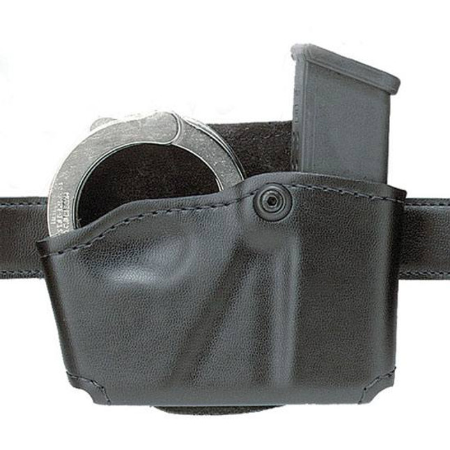 Safariland Model 573 Open Top Magazine/Handcuff Pouch Group 4 Leather Look Left Hand Draw Plain Finish Black 573-76-22 [FC-781602098014]