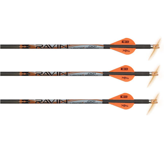 Ravin .001 Premium Match Grade Lighted Arrows Carbon Construction 20" Long 400 Grain 3 Pack [FC-815942021347]
