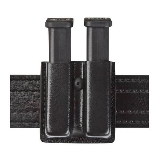 Safariland Model 79 Slimline Open Top Double Magazine Pouch Group 5 2.25" Duty Belt Width Vertical Belt Slot Leather Look Basket Weave Black 79-83-4 [FC-781602480697]