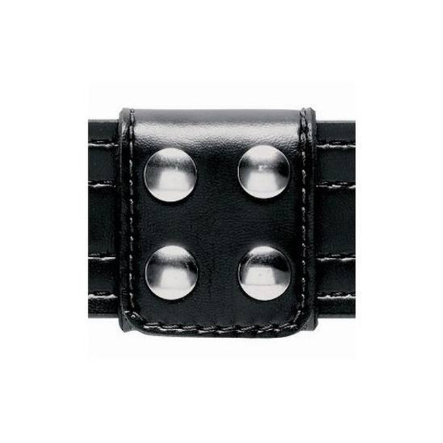 Safariland Slotted Belt Keeper Extra Wide 4 Snap Fits 1.75" Belts Chrome Hardware Plain Leather Black 654-2 [FC-781602052481]