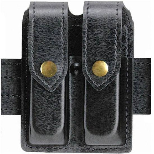 Safariland Model 77 Double Handgun Magazine Pouch Taurus PT99C Magazines Plain Finish Brass snap Closure Black 77-76-2B [FC-781602057035]