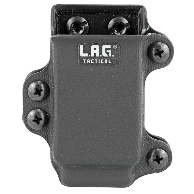 L.A.G Tactical Inc Single Pistol Magazine Carrier for Glock 43/M&P Shield 9/40 Magazines Belt Clip Attachment System Kydex Construction Matte Black [FC-811256026924]