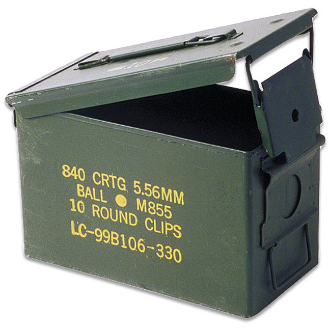 Original Military Steel Ammo Can .50 Caliber  12 x 7.5 x 6" Lever-Lock Lid in Excellent Condition [FC-ZAA-095]