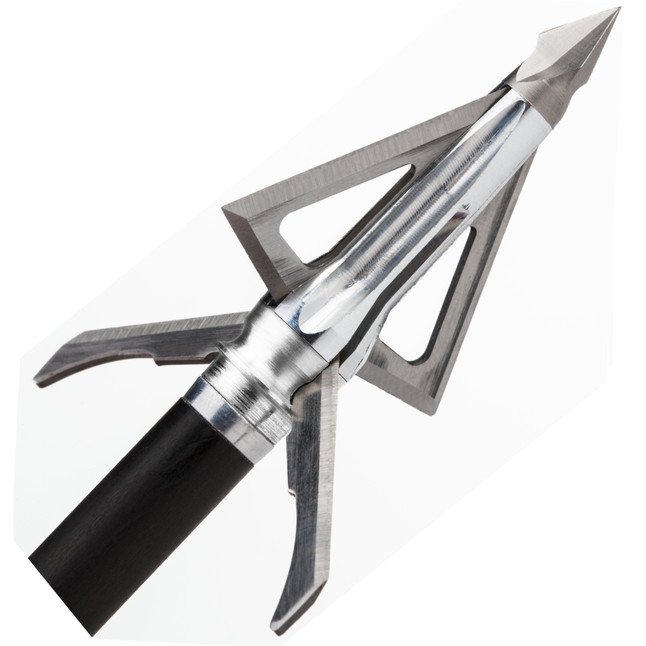 Grim Reaper Broadheads Hybrid Four Blade Fixed/Mechanical Broadheads 100 Grain 1.5" Cutting Diameter Steel Tip Stainless Steel Blades Aluminum Ferules Black 3 Pack 1503 [FC-814846015032]