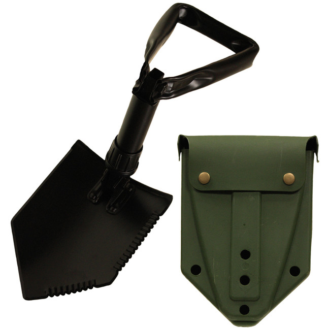 Red Rock Outdoors Military Tri-Fold Shovel Serrated Edges Black Steel Construction Case with Alice Clips [FC-846637002013]