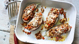 Lamb-stuffed aubergines with Moorish spices and Manchego cheese (Al Romero) 