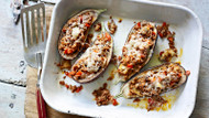 Lamb-stuffed aubergines with Moorish spices and Manchego cheese (Al Romero) 