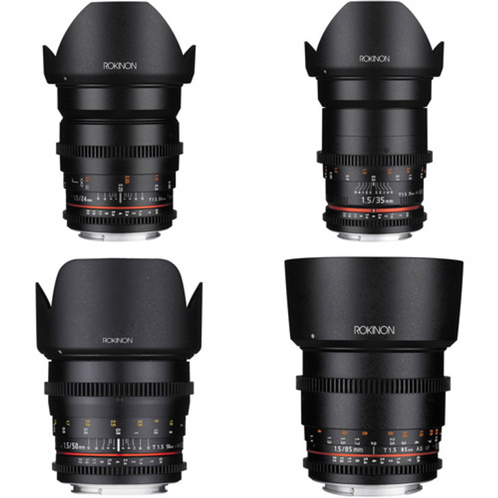 Rokinon 24, 35, 50, 85mm T1.5 Cine DS Lens Bundle for Micro Four Thirds Mount