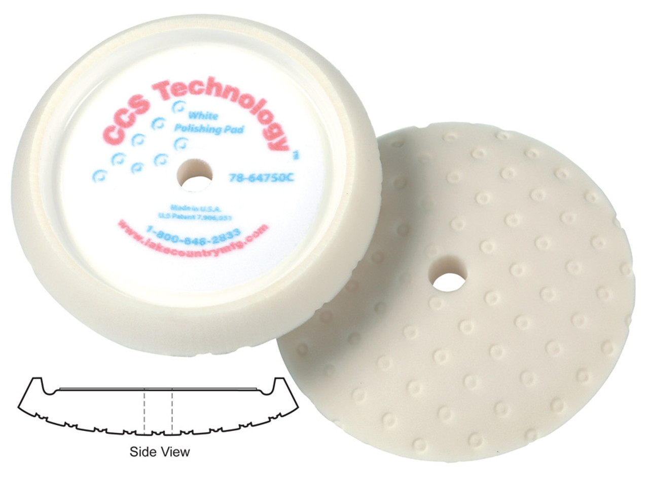 Lake Country White Curved Edge Foam Polishing Pad 7.5"