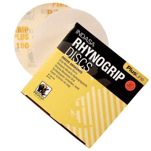 Indasa RhynoGrip PlusLine Sandpaper Discs- Hook & Loop 6"