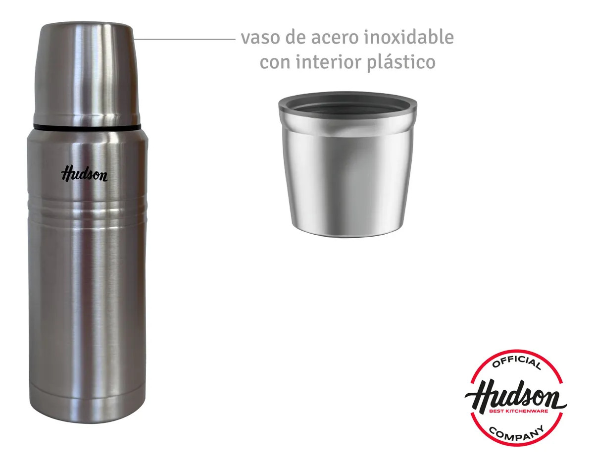 Hudson Polished Stainless Steel Thermos – Vacuum Insulated Bottle for Hot Cold Drinks, 750 ml 25 oz