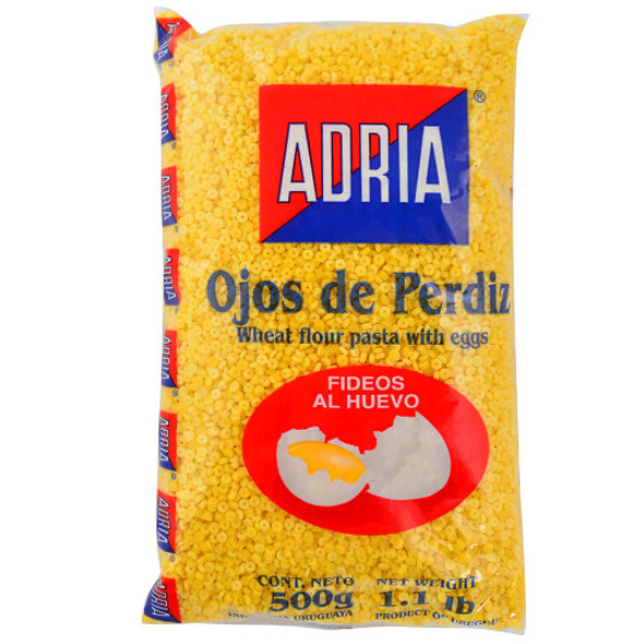 Adria Ojos de Perdiz Pastas Secas Fideos al Huevo, 500 g / 17.63 oz (pack de 3) Adria Ojos de Perdiz Pastas Secas Fideos al Huevo, 500 g / 17.63 oz (pack de 3)