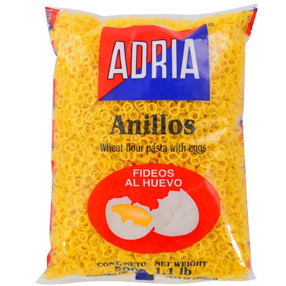 Adria Anillos Pastas Secas Fideos al Huevo, 500 g / 17.63 oz (pack de 3)