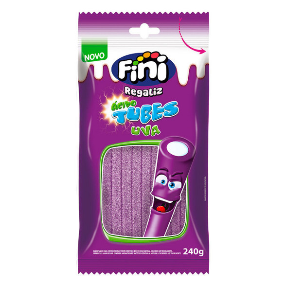 Fini Tubes Regaliz Sabor Uva Ácidos, 240 g / 8.46 oz