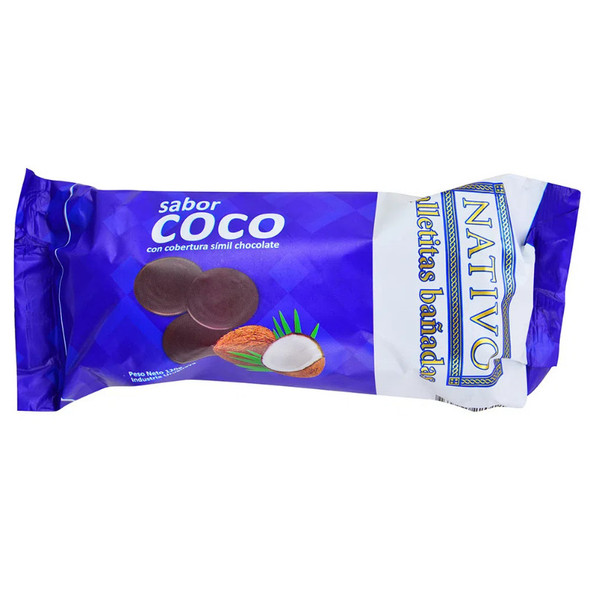 Nativo Galletas de Coco Bañadas con Chocolate, 120 g / 4.23 oz (pack de 3)