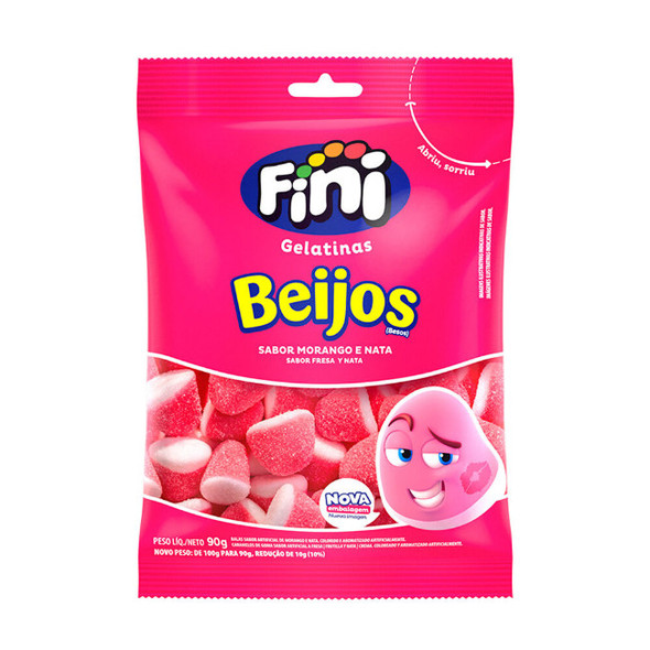 Fini Besos Gomitas de Frutilla y Crema, 90 g / 3.17 oz bag (pack of 3)