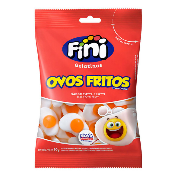 Fini Huevos Fritos Gomitas con Forma de Huevos Fritos Sabor Tutti Frutti, 90 g / 3.17 oz bag (pack of 3)