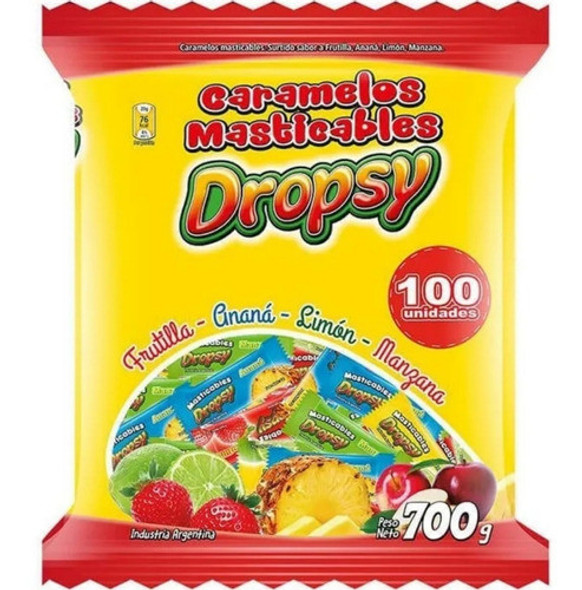 Dropsy Caramelos Masticables de Frutilla Ananá Limón y Manzana, 700 g / 24.69 oz