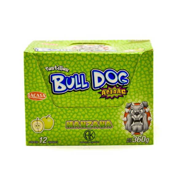 Bull Dog Pastillas Ácidas Sabor a Manzana, 360 g / 12.69 oz