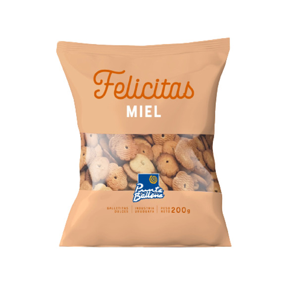 Punta Ballena Felicitas Galletas Dulces Sabor Miel, 200 g / 7.05 oz (pack de 3)