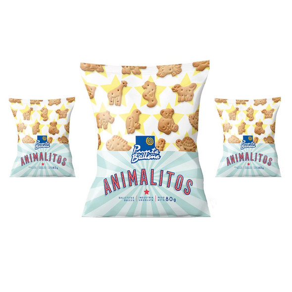 Punta Ballena Animalitos Galletas Dulces con Forma de Animalitos, 80 g / 2.82 oz (pack de 3)