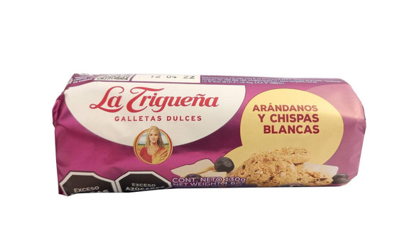 La Trigueña Galletas con Arándanos y Chispas Blancas, 130 g / 4.58 oz (pack de 3)