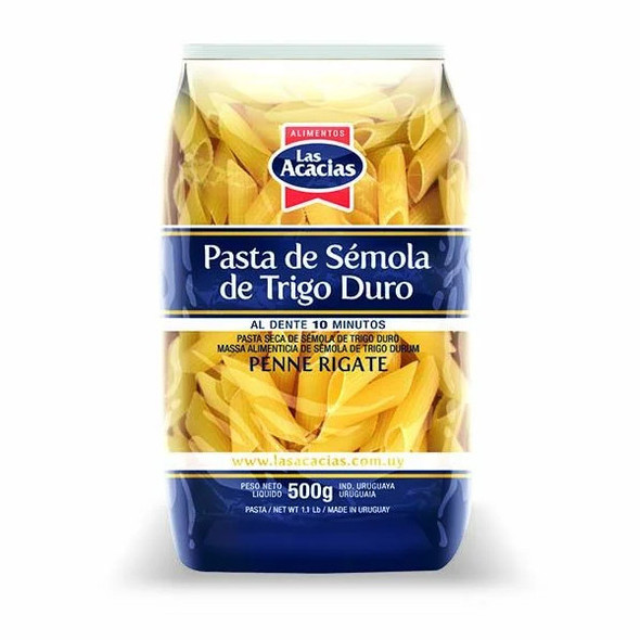 Las Acacias Durum Wheat Semolina Pasta Penne Rigate, 500 g / 17.63 oz (pack of 3)
