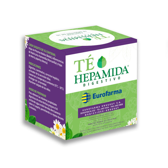 Hepamida Digestive Tea with Boldo, Chamomile, and Mint Té Digestivo (box of 10 bags)