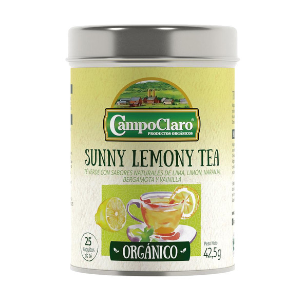 Campo Claro Sunny Lemony Tea Organic Green Tea with Natural Lime Lemon Orange Bergamot & Vanilla Flavors, 42.5 g / 1.5 oz (25 count)