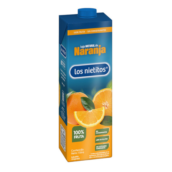 Los Nietitos Pure Orange Juice, 100% Fruit Jugo de Naranja Natural, 1 lt / 33.8 fl oz