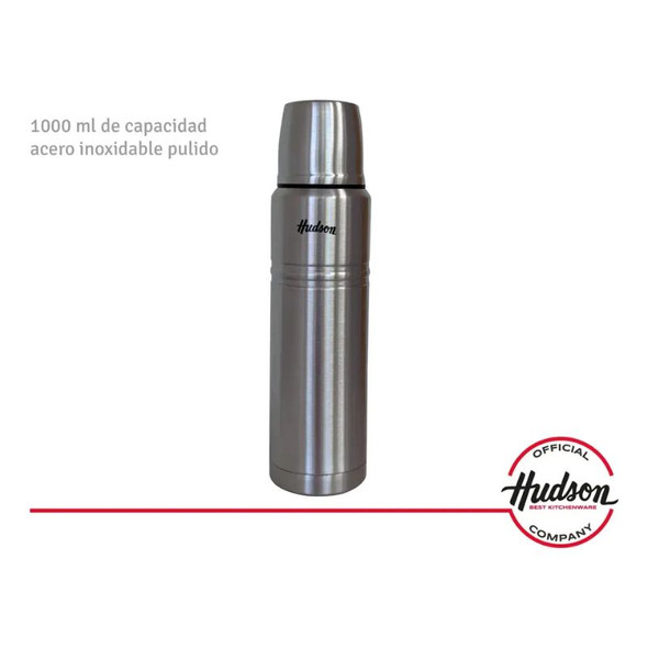 Hudson Polished Stainless Steel Thermos – Vacuum Insulated Bottle for Hot & Cold Drinks, 1 L / 34 oz