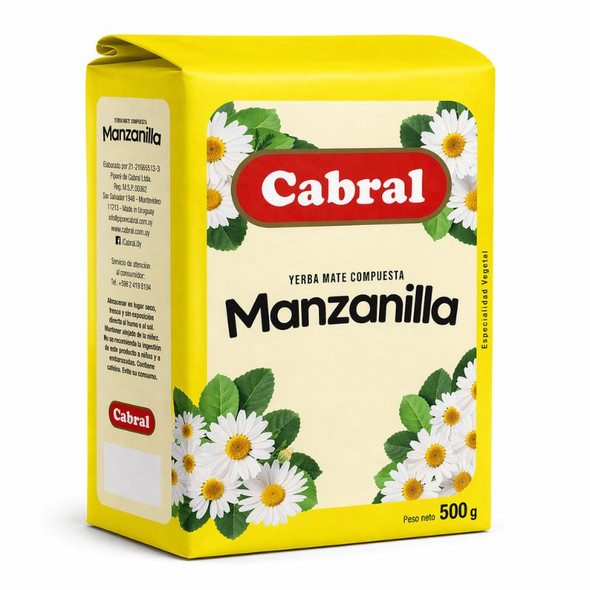 Cabral Yerba Mate Compuesta Manzanilla Herbal Blend Tea, 500 g / 17.6 oz (Pack of 6)