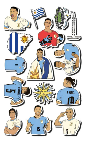 Uruguay Football Stickers Pack - Waterproof UV Stickers