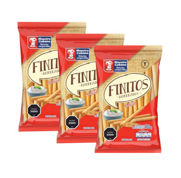 Finitos Grisines Horneados Baked Crunchy Sticks Original Flavor Traditional Snack from Uruguay, 100 g / 3.5 oz ea (pack of 3)