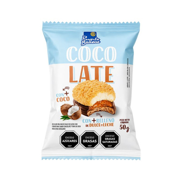 Punta Ballena Cocolate Coconut & Dulce de Leche Alfajor with Milk Chocolate Coating, 50 g / 1.8 oz (Pack of 8)