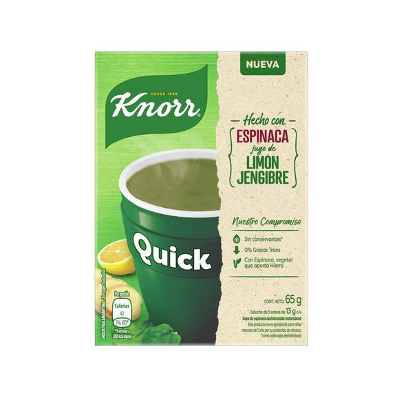 Knorr Quick Ready to Make Soup Espinaca Spinach with Lemon & Ginger Juice 5 pouches, 65 g / 2.29 oz