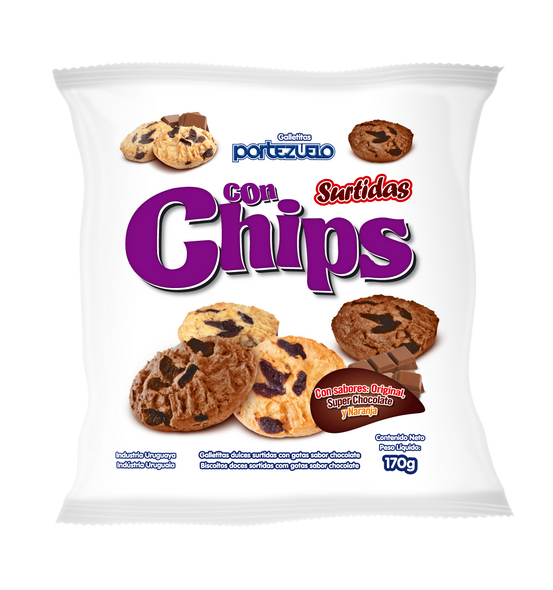 Portezuelo Chips Assorted Cookies Classic Sweet Cookies with Chocolate Chips, 170 g / 5.99 oz