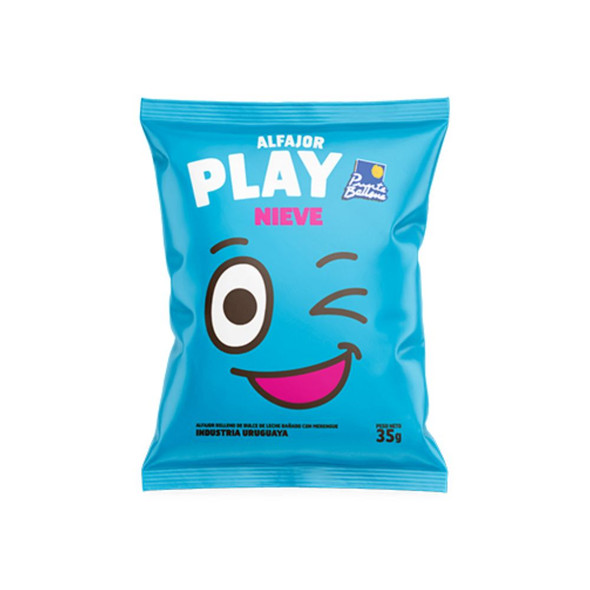Punta Ballena Alfajor Play Nieve Sugar Glaze Alfajor with Dulce De Leche Filling, 35 g / 1.23 oz (box of 12)