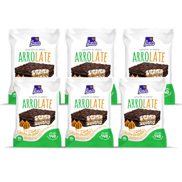 Punta Ballena Arrolate Alfajor de Arroz Rice Alfajor with Milk Chocolate & Chocolate Mousse, 30 g / 1.05 oz (pack de 6 unidades)