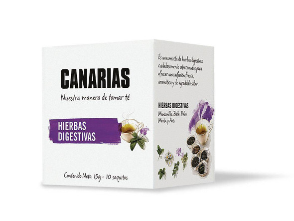 Canarias Té Hierbas Digestivas Digestive Herbs In Bags, 1.5 g / 0.05 oz (box of 10 bags)
