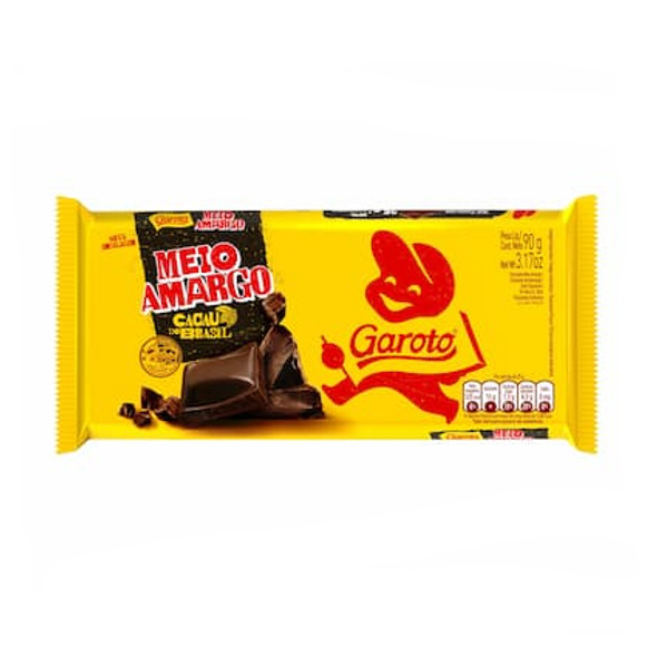 Garoto Tableta de Chocolate Semi Amargo, 90 g / 3.17 oz