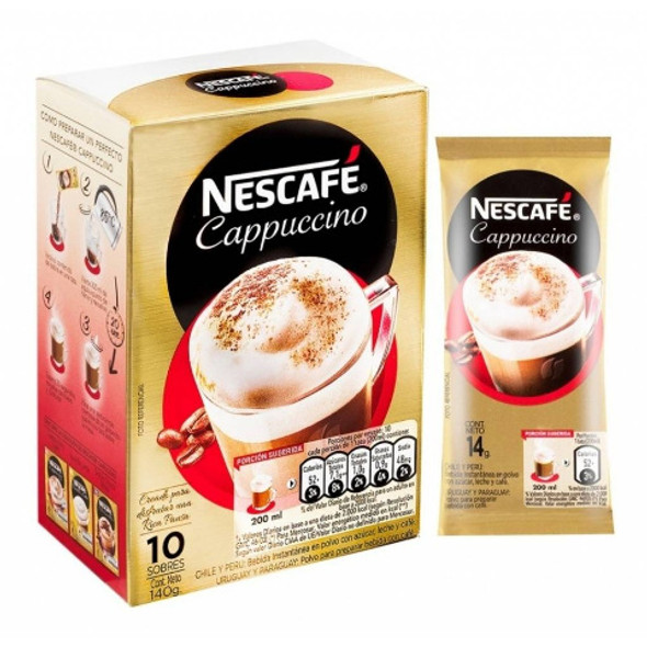Nescafé Cappuccino Tradicional, 140 g / 4.93 oz (display de 10 sobres)