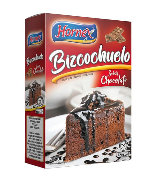 Hornex Premezcla Bizcochuelo de Chocolate Sin Gluten, 500 g / 17.63 oz