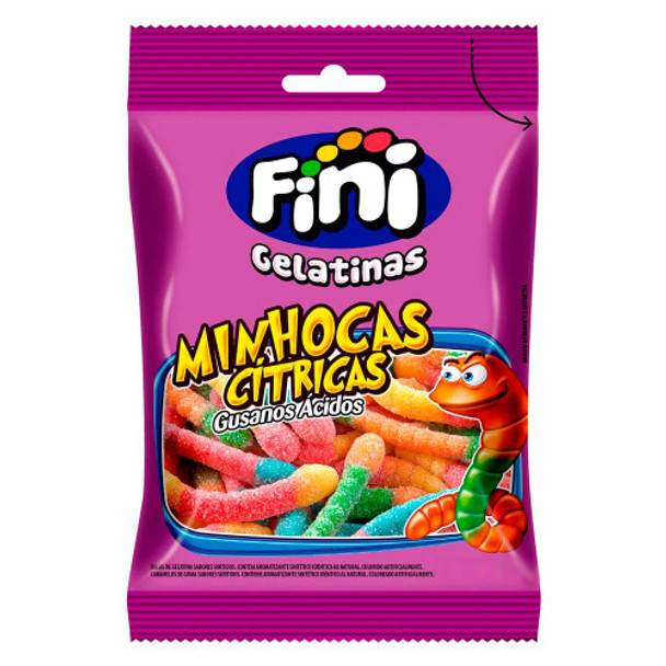 Fini Mini Lombrices Cítricas Gomitas en Forma de Gusanos, 180 g / 6.34 oz (display de 12 sobres de 15 g)